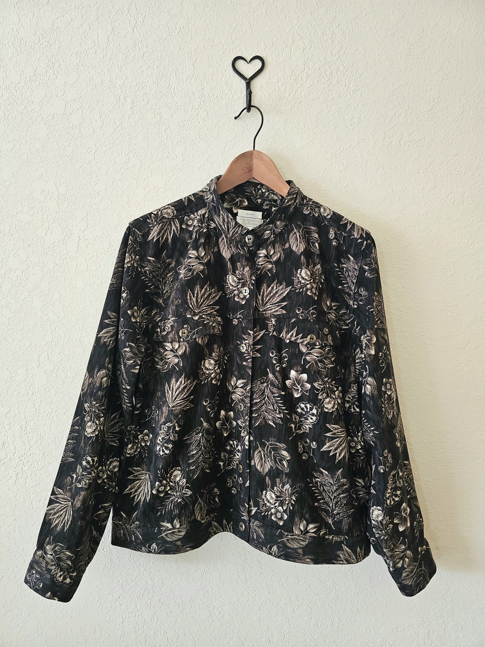 Christopher & Banks Black and Beige Floral Jacket